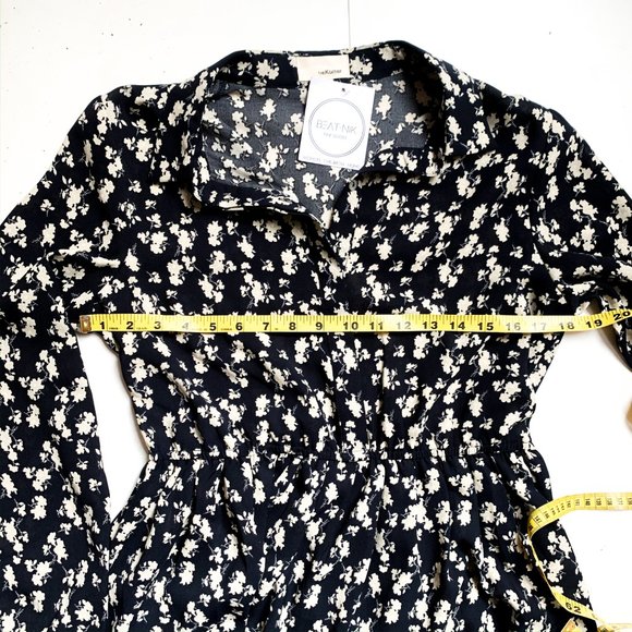 NWT the korner navy blossoms midi dress w/collar - Picture 3 of 6